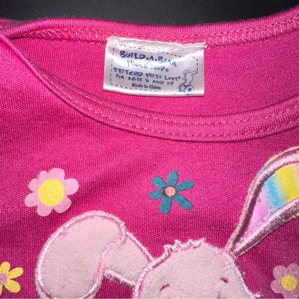 Build A Bear RARE  Pink Bunny Top Shirt skirt Floral bunny rabbit HAPPY SPRING - Picture 2 of 3